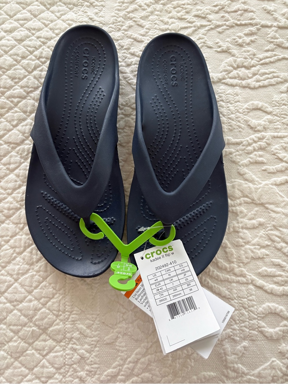 NWT Crocs Kadee II Navy Blue Flip Flops US 9 W